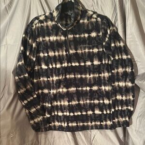 Eddie Bauer Black and Cream Tie-Dye Fleece Pullover